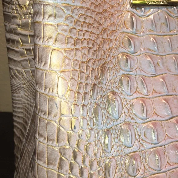 Brahmin Amelia Chiffon roseleaf croc embossed leather bucket bag